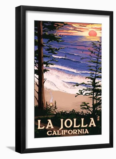 La Jolla, California - Sunset Beach-Lantern Press-Framed Art Print