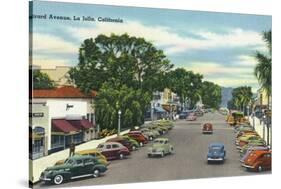 La Jolla, California - View Down Girard Avenue-Lantern Press-Stretched Canvas