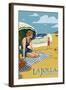 La Jolla, California - Woman on the Beach-Lantern Press-Framed Art Print