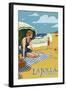 La Jolla, California - Woman on the Beach-Lantern Press-Framed Art Print