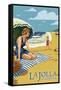 La Jolla, California - Woman on the Beach-Lantern Press-Framed Stretched Canvas