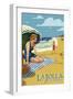La Jolla, California - Woman on the Beach-Lantern Press-Framed Art Print