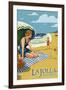 La Jolla, California - Woman on the Beach-Lantern Press-Framed Art Print