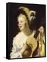 La joueuse de guitare-Gerrit Van Honthorst-Framed Stretched Canvas