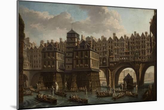 La joute des mariniers entre le pont Notre-Dame et le pont au Change-Nicolas Jean Baptiste Raguenet-Mounted Giclee Print