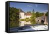 La Laignes River Flowing Through the Village of Les Riceys-Julian Elliott-Framed Stretched Canvas