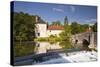 La Laignes River Flowing Through the Village of Les Riceys-Julian Elliott-Stretched Canvas