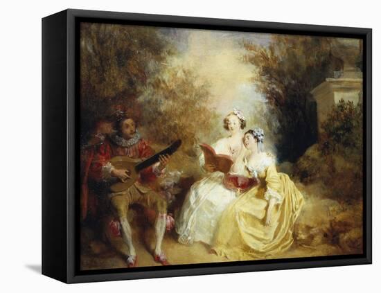 La Lecon de Chant-Charles Emile Wattier-Framed Stretched Canvas