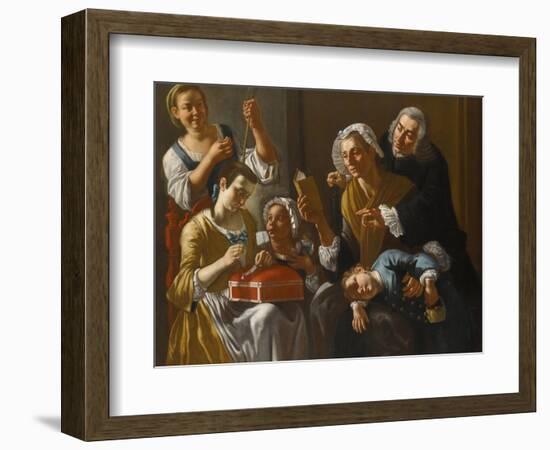 La Lecon De Couture - the Sewing Lesson Par Traversi, Gaspare (1732-1769). Oil on Canvas, Size : 13-Gaspare Traversi-Framed Giclee Print