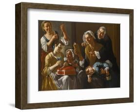 La Lecon De Couture - the Sewing Lesson Par Traversi, Gaspare (1732-1769). Oil on Canvas, Size : 13-Gaspare Traversi-Framed Giclee Print