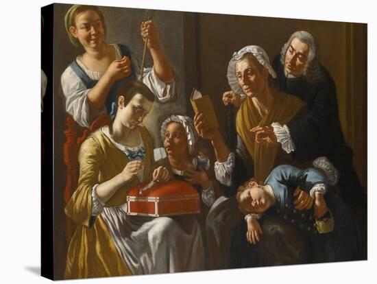 La Lecon De Couture - the Sewing Lesson Par Traversi, Gaspare (1732-1769). Oil on Canvas, Size : 13-Gaspare Traversi-Stretched Canvas