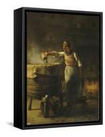 La Lessiveuse-Jean-François Millet-Framed Stretched Canvas