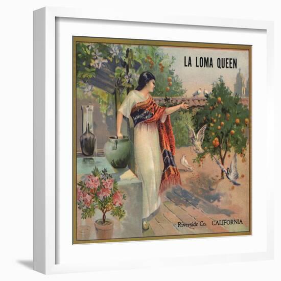 La Loma Queen Brand - California - Citrus Crate Label-Lantern Press-Framed Art Print