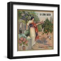 La Loma Queen Brand - Riverside, California - Citrus Crate Label-Lantern Press-Framed Art Print