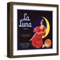 La Luna Brand - Garden Grove, California - Citrus Crate Label-Lantern Press-Framed Art Print