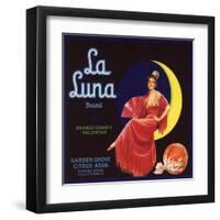 La Luna Brand - Garden Grove, California - Citrus Crate Label-Lantern Press-Framed Art Print