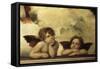La Madone sixtine Detail shozing two cherubs from a fresco-null-Framed Stretched Canvas