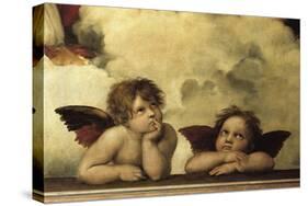 La Madone sixtine Detail shozing two cherubs from a fresco-null-Stretched Canvas