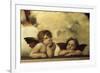 La Madone sixtine Detail shozing two cherubs from a fresco-null-Framed Giclee Print