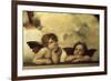 La Madone sixtine Detail shozing two cherubs from a fresco-null-Framed Giclee Print
