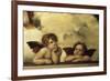 La Madone sixtine Detail shozing two cherubs from a fresco-null-Framed Giclee Print