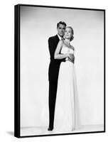 La Main au Collet TO CATCH A THIEF by AlfredHitchcock with Cary Grant and Grace Kelly, 1955 (b/w ph-null-Framed Stretched Canvas