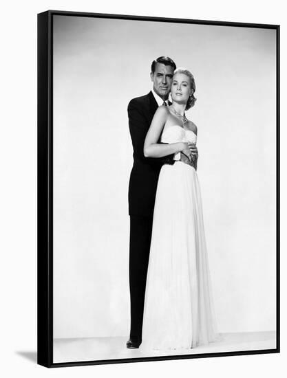 La Main au Collet TO CATCH A THIEF by AlfredHitchcock with Cary Grant and Grace Kelly, 1955 (b/w ph-null-Framed Stretched Canvas