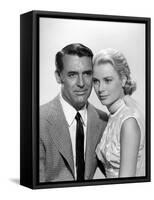 La Main au Collet TO CATCH A THIEF by AlfredHitchcock with Cary Grant and Grace Kelly, 1955 (b/w ph-null-Framed Stretched Canvas