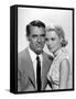 La Main au Collet TO CATCH A THIEF by AlfredHitchcock with Cary Grant and Grace Kelly, 1955 (b/w ph-null-Framed Stretched Canvas