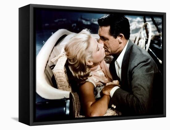 La Main au Collet TO CATCH A THIEF by AlfredHitchcock with Cary Grant and Grace Kelly, 1955 (photo)-null-Framed Stretched Canvas