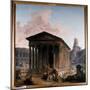 La Maison Carree, Les Arenes Et La Tower Magne a Nimes Painting by Hubert Robert (1733-1808) 1787 S-Hubert Robert-Mounted Giclee Print