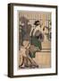 La Maison De the Chiyozuru (Ombres Sur Le Shoji, Paroi De Papier) - the Chiyozuru Teahouse (Shadows-Kitagawa Utamaro-Framed Giclee Print