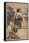 La Maison De the Chiyozuru (Ombres Sur Le Shoji, Paroi De Papier) - the Chiyozuru Teahouse (Shadows-Kitagawa Utamaro-Framed Stretched Canvas