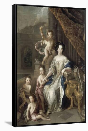 La marquise de Montespan entourée de ses quatre premiers enfants légitimés, en 1677-Charles de La Fosse-Framed Stretched Canvas