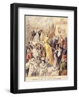 La Mi-Carême à Montmartre - cortège de la vache enragée-F. Méaulle-Framed Premium Giclee Print