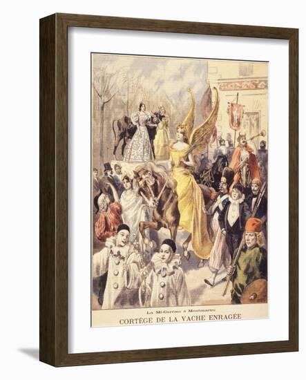 La Mi-Carême à Montmartre - cortège de la vache enragée-F. Méaulle-Framed Giclee Print