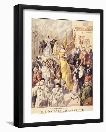 La Mi-Carême à Montmartre - cortège de la vache enragée-F. Méaulle-Framed Giclee Print