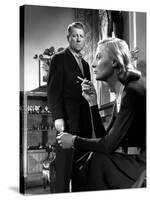 La minute by verite The moment of truth by JeanDelannoy with Jean Gabin and Michele Morgan, 1952 (b-null-Stretched Canvas