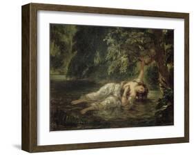 La mort d'Ophélie (Shakespeare, Hamlet)-Eugene Delacroix-Framed Giclee Print