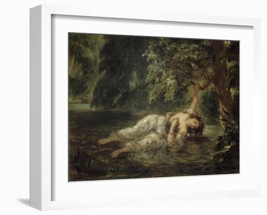 La mort d'Ophélie (Shakespeare, Hamlet)-Eugene Delacroix-Framed Giclee Print