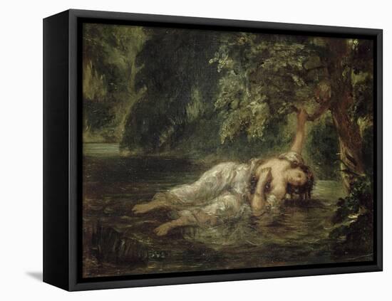 La mort d'Ophélie (Shakespeare, Hamlet)-Eugene Delacroix-Framed Stretched Canvas