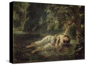 La mort d'Ophélie (Shakespeare, Hamlet)-Eugene Delacroix-Stretched Canvas