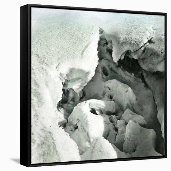 La Mortine Cave, at the Summit of the Buet (Savoy)-Leon, Levy et Fils-Framed Stretched Canvas