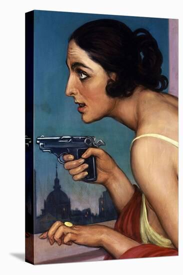 La Mujer De La Pistola 1925-Cartel Para La Union Española De Explosivos-Julio Romero de Torres-Stretched Canvas