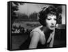 LA NOTTE, 1960 directed by MICHELANGELO ANTONIONI Monica Vitti (b/w photo)-null-Framed Stretched Canvas