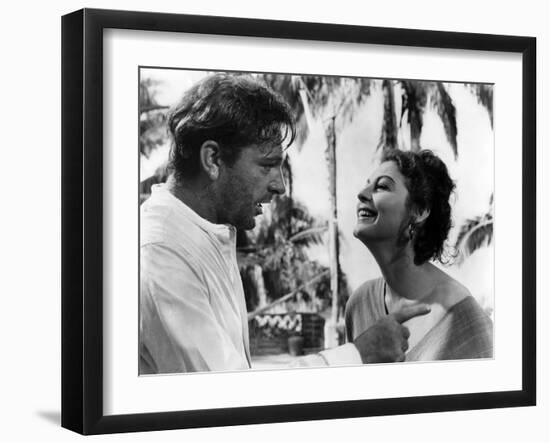 La Nuit by l'iguane THE NIGHT OF THE IGUANA by John Huston with Richard Burton and Ava Gardner, 196-null-Framed Photo