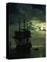 La Nuit Un Port De Mer Au Clair De Lune (Night Sea Port in Moon Light), 1771 (Detail)-Claude Joseph Vernet-Stretched Canvas