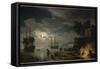 La Nuit : un port de mer au clair de lune-Claude Joseph Vernet-Framed Stretched Canvas