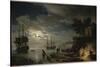 La Nuit : un port de mer au clair de lune-Claude Joseph Vernet-Stretched Canvas