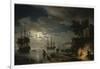 La Nuit : un port de mer au clair de lune-Claude Joseph Vernet-Framed Giclee Print